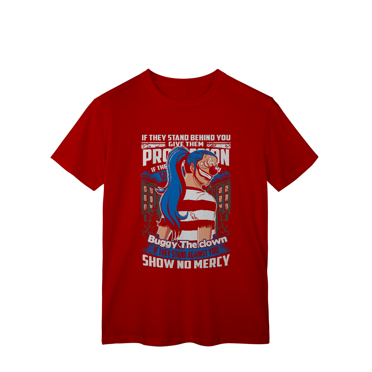 Camisa T-Shirt Classic Buggy One Piece – O Carisma Caótico do Palhaço Pirata